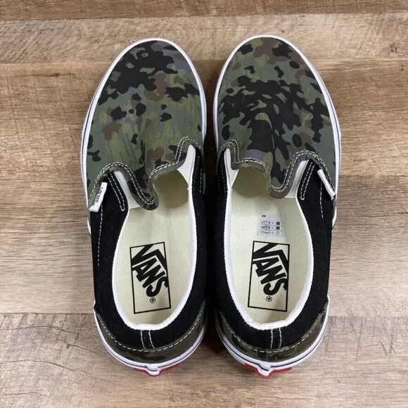 VANS Classic Slip On Rain Camo Skate Shoes Sneakers Green Mens 7 Womens 8.5 NEW