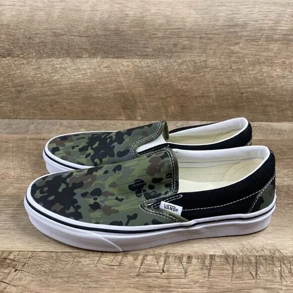 VANS Classic Slip On Rain Camo Skate Shoes Sneakers Green Mens 7 Womens 8.5 NEW