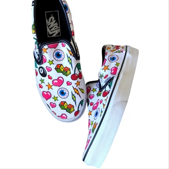VANS Classic Slip-on Shoes  Dice Cherries / 8-Balls Eyeballs...Size 5.5