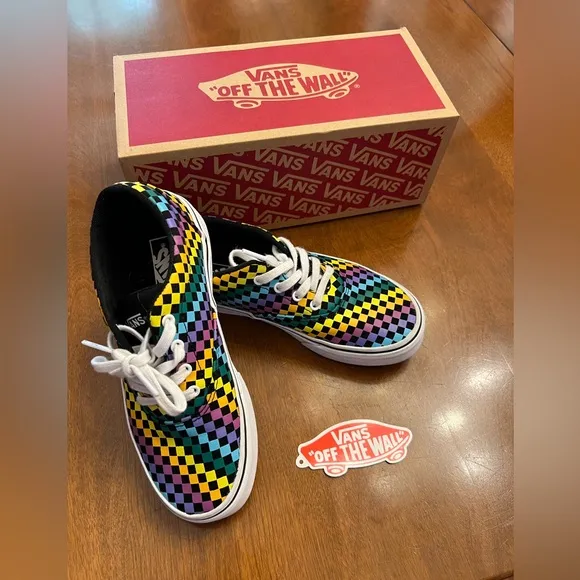 Vans Doheny Rainbow Checker big girls 2 Kids' Shoes EUC