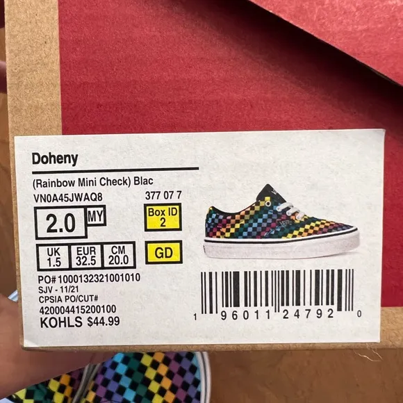 Vans Doheny Rainbow Checker big girls 2 Kids' Shoes EUC