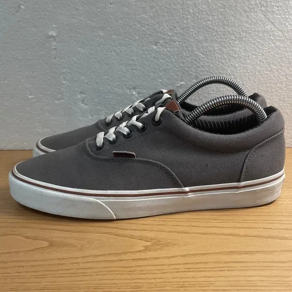 Vans Doheny Shoes Mens 9 Grey w Brown Leather Tongue &amp; Tag Low Top Lace Up HTF