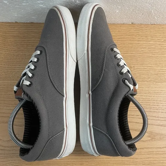 Vans Doheny Shoes Mens 9 Grey w Brown Leather Tongue &amp; Tag Low Top Lace Up HTF