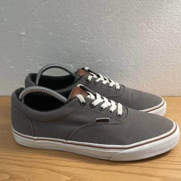 Vans Doheny Shoes Mens 9 Grey w Brown Leather Tongue &amp; Tag Low Top Lace Up HTF