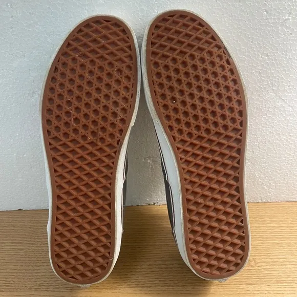 Vans Doheny Shoes Mens 9 Grey w Brown Leather Tongue &amp; Tag Low Top Lace Up HTF