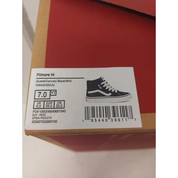 VANS FILMORE Hi Mens Black &amp; White Athletic Skate Shoes VN0ASHZLIJU SZ US 7 NIB