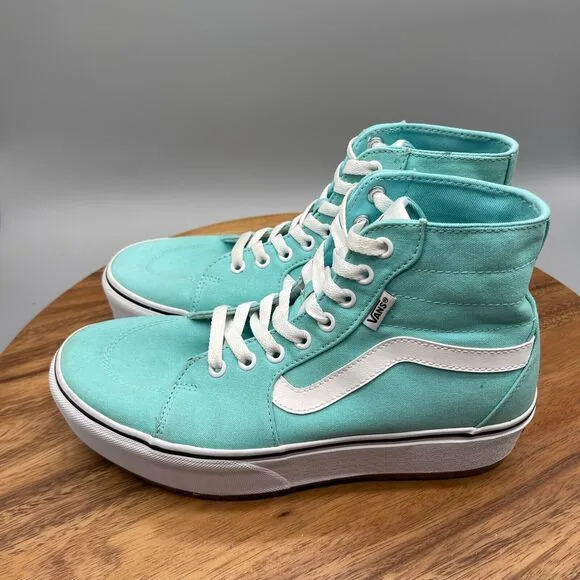 Vans Filmore Shoes Womens Size 9.5 Blue Aqua Hi Top Tapered Platform Skate Lift