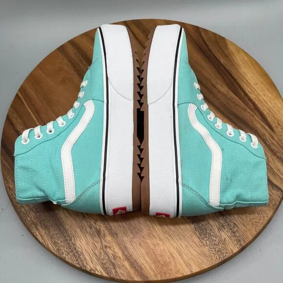 Vans Filmore Shoes Womens Size 9.5 Blue Aqua Hi Top Tapered Platform Skate Lift