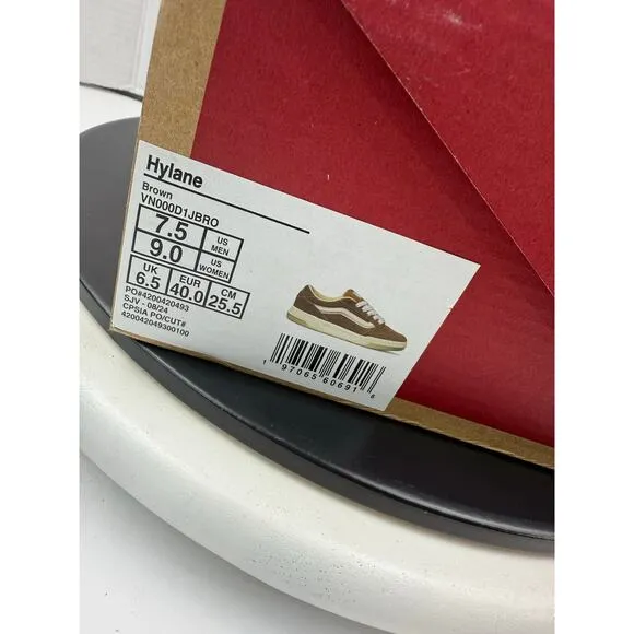 Vans Hylane Skate Brown White Gum VN000D1JBRO Men's Size 7.5 Skateboard Shoes