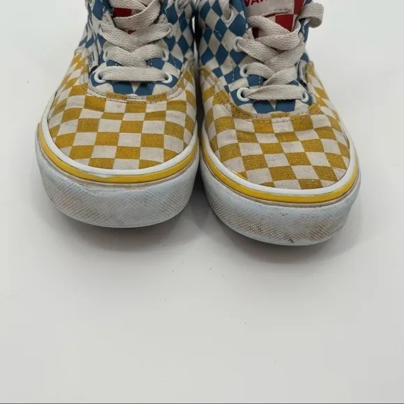 VANS Kids Dohney Checkered Skate Shoes Red/Yellow/Blue Lace Up size: Youth 2