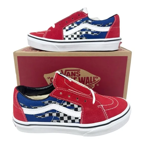 Vans Kids Unisex Sk8-Low Reflective Flame Sneaker Scarlet/Multi Size 3