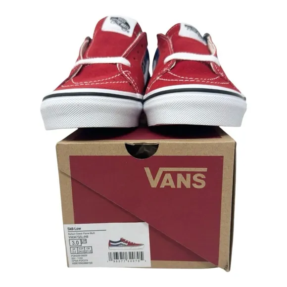 Vans Kids Unisex Sk8-Low Reflective Flame Sneaker Scarlet/Multi Size 3