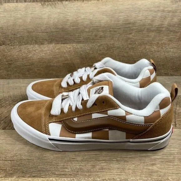 VANS Knu Skool Mega Check Brown/Tan Skate Sneakers Shoes Mens 11.5 Womens 13 NEW