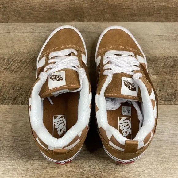 VANS Knu Skool Mega Check Brown/Tan Skate Sneakers Shoes Mens 11.5 Womens 13 NEW