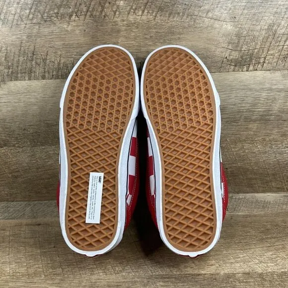 VANS Knu Skool Mega Check Red/White Skate Sneakers Shoes Mens 10.5 Womens 12 NEW