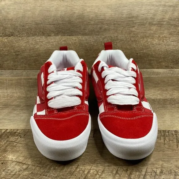 VANS Knu Skool Mega Check Red/White Skate Sneakers Shoes Mens 10.5 Womens 12 NEW