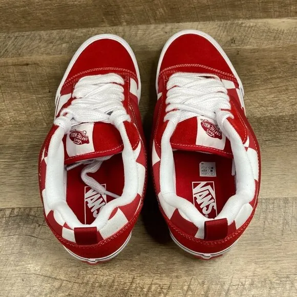 VANS Knu Skool Mega Check Red/White Skate Sneakers Shoes Mens 10.5 Womens 12 NEW