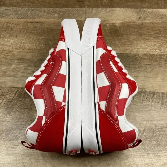 VANS Knu Skool Mega Check Red/White Skate Sneakers Shoes Mens 10.5 Womens 12 NEW