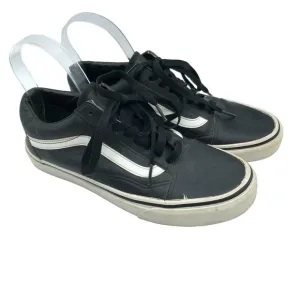 Vans Low Top Sneakers Skate Shoes Faux Leather Black Mens 7 Womens 8.5