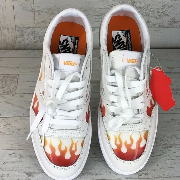 VANS Lowland Cc True White Flame Sneakers Skate Shoes Mens Size 8.5 - Women's 10