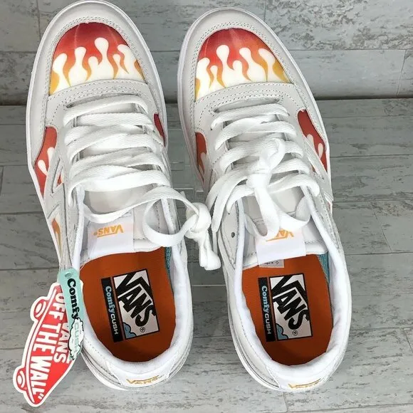 VANS Lowland Cc True White Flame Sneakers Skate Shoes Mens Size 8.5 - Women's 10