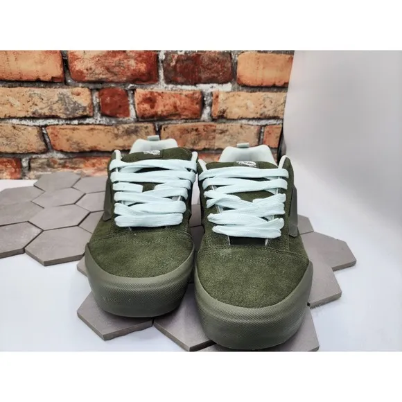 Vans Men's Knu Skool Utility Mono Olive Green Suede Skate Shoes size 10