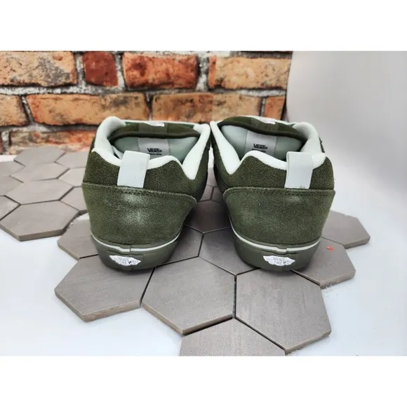 Vans Men's Knu Skool Utility Mono Olive Green Suede Skate Shoes size 10