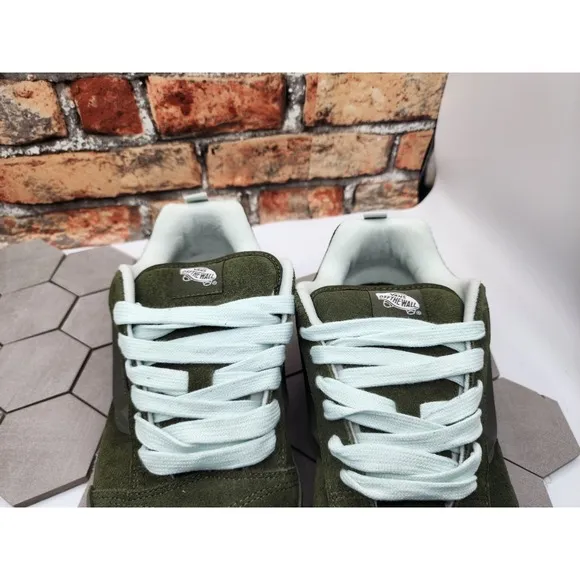 Vans Men's Knu Skool Utility Mono Olive Green Suede Skate Shoes size 10