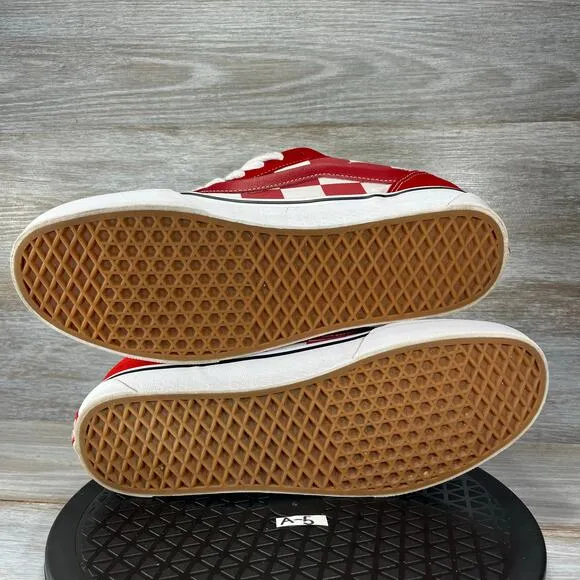 Vans Men’s Mega Check Knu Skool Red/White Skate Sneakers Shoes Size 13
