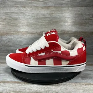 Vans Men’s Mega Check Knu Skool Red/White Skate Sneakers Shoes Size 13