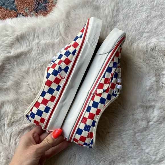 Vans mongoose checkerboard shoes our legends BMX red blue cream checkered 8