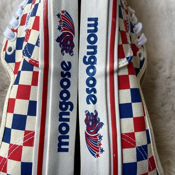Vans mongoose checkerboard shoes our legends BMX red blue cream checkered 8