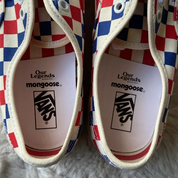 Vans mongoose checkerboard shoes our legends BMX red blue cream checkered 8