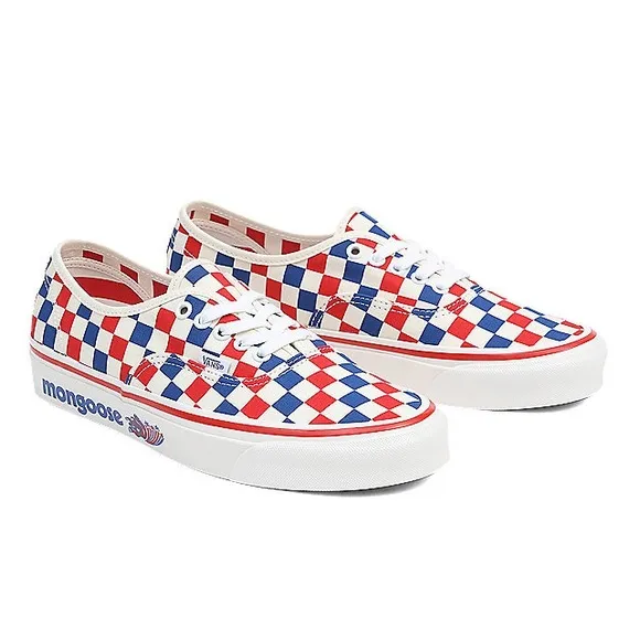 Vans mongoose checkerboard shoes our legends BMX red blue cream checkered 8
