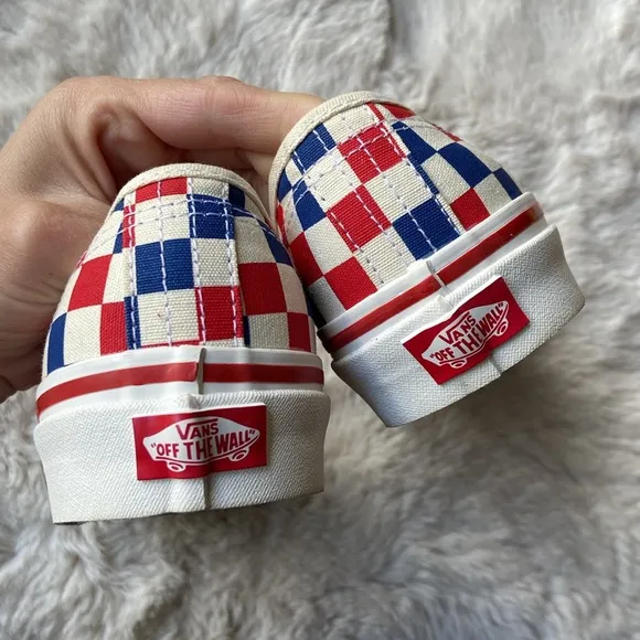 Vans mongoose checkerboard shoes our legends BMX red blue cream checkered 8