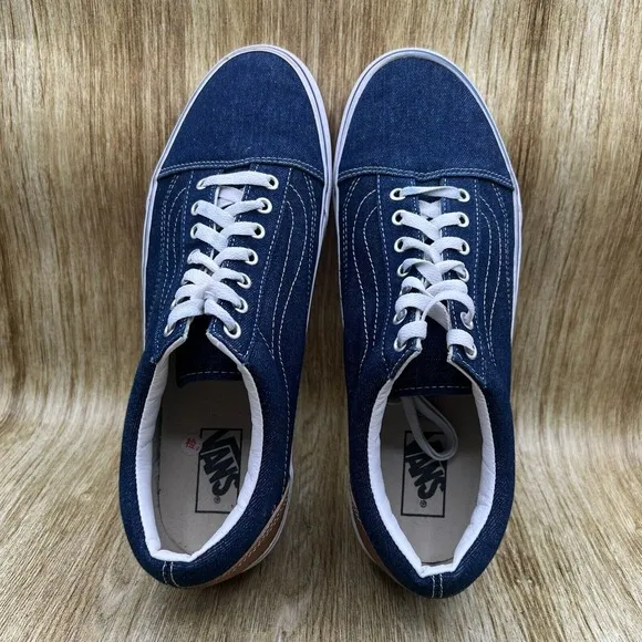 Vans Old Skool Denim Men's Size 13 Blue Skate Shoes Casual Low Top Sneakers