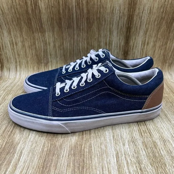 Vans Old Skool Denim Men's Size 13 Blue Skate Shoes Casual Low Top Sneakers