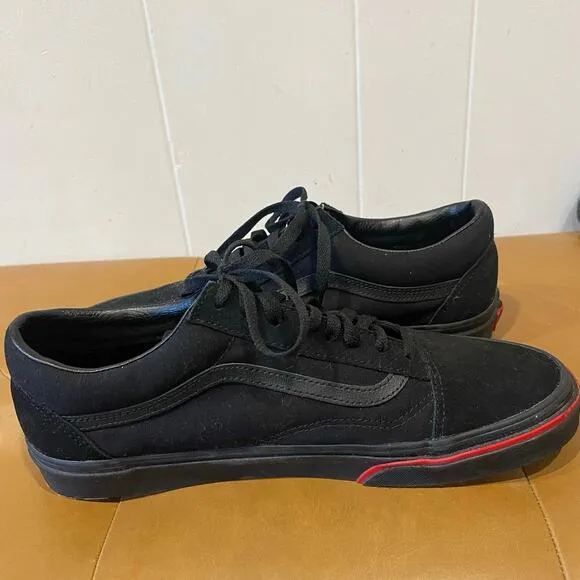 VANS Old Skool Flame Wall Black On Black Skate Shoes Slip On Sneakers Mens 11.5
