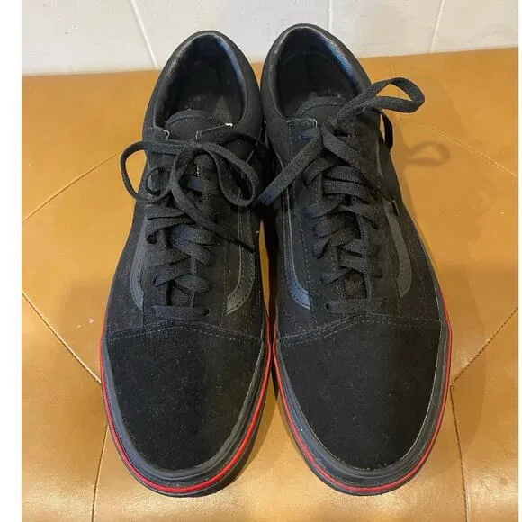 VANS Old Skool Flame Wall Black On Black Skate Shoes Slip On Sneakers Mens 11.5