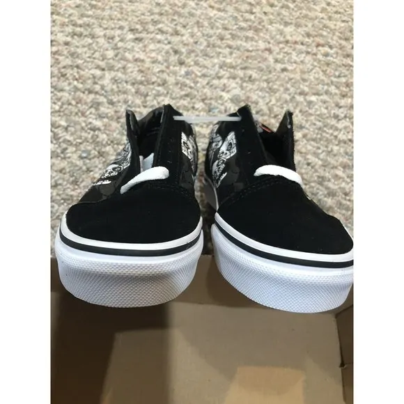 Vans Old Skool (Glossy Flame) Skulls Kids Skate Shoes Sneakers New Size 13 Black