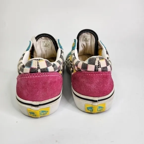 Vans Old Skool Kids 3Y Checkerboard Turquoise Black White Pink Skate Sne…