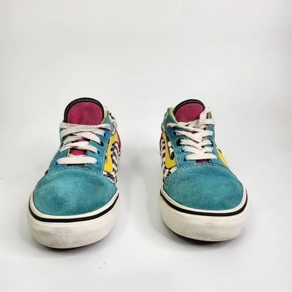 Vans Old Skool Kids 3Y Checkerboard Turquoise Black White Pink Skate Sne…