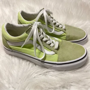 Vans Old Skool Lime Green Canvas Suede Shoes Sneakers Women’s Size 7 Men 5.5