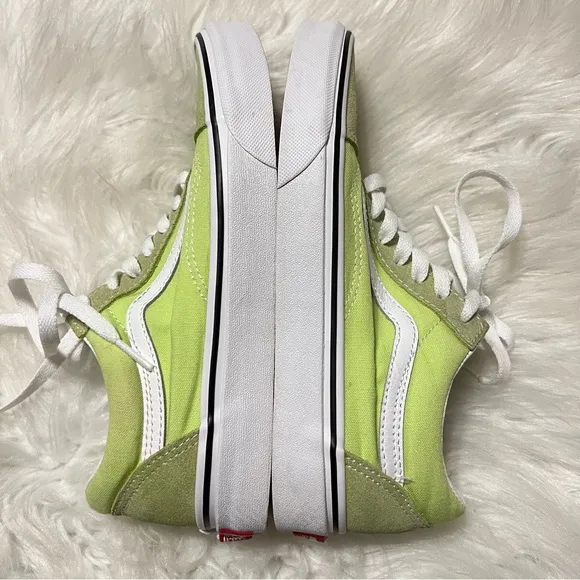 Vans Old Skool Lime Green Canvas Suede Shoes Sneakers Women’s Size 7 Men 5.5