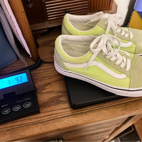Vans Old Skool Lime Green Canvas Suede Shoes Sneakers Women’s Size 7 Men 5.5