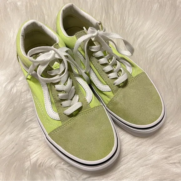 Vans Old Skool Lime Green Canvas Suede Shoes Sneakers Women’s Size 7 Men 5.5