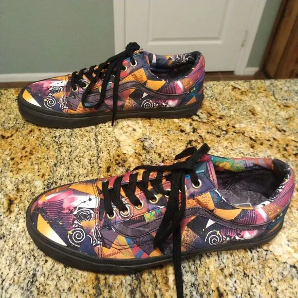 Vans Old Skool Low Abstract Multicolor Skate Shoes Men's Size 10 721454