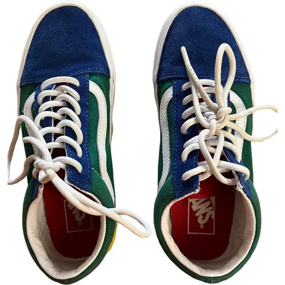 Vans Old Skool Low Top Lace Up Green Blue Yellow Skate Sneakers 500714