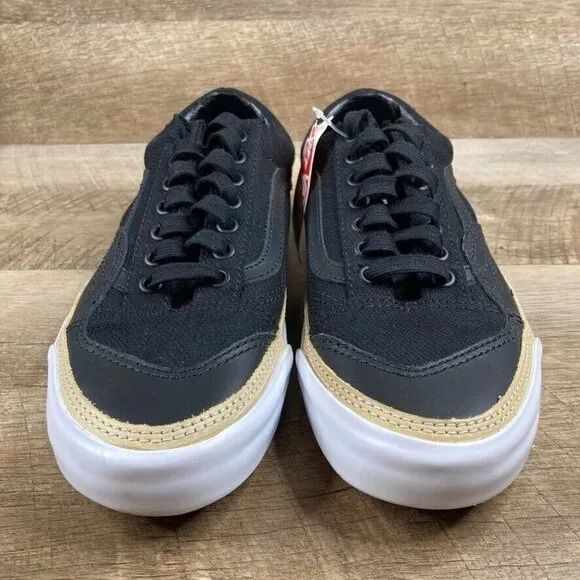 VANS Old Skool Overply Era Vamp Black Leather Skate Shoes Men 8 Womens 9.5 NEW