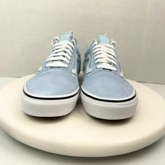 Vans Old Skool Skate Shoes Baby Blue Suede Low Top Sneakers Mens 8.5 Women 10